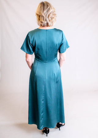 Maggy London Short Sleeve Dress with Draped Waist Back View- Fashion Crossroads Inc