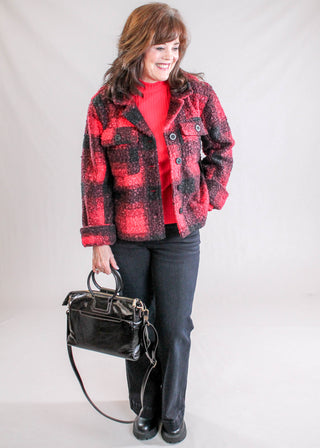 Liverpool Gia Flare Jean Washed Black Denim styled view - Fashion Crossroads Inc.