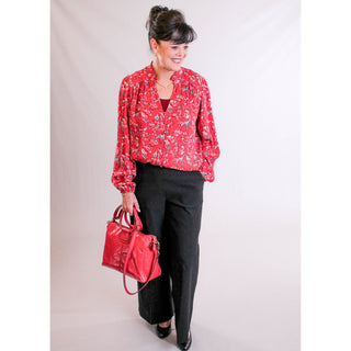 Tribal Flatten It Wide Leg Pull On Ankle Pant modeled view - Fashion Crossroads Inc.