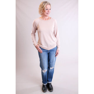 Staccato Wide Neck Raglan Sleeve Top front view - Fashion Crossroads Inc