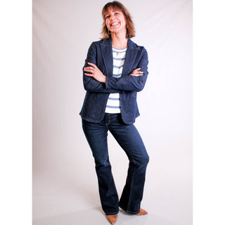 Cello Midrise Flare Jean modeled view - Fashion Crossroads inc.