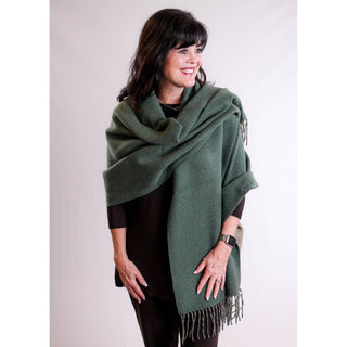 Originals Pashmina Scarf Forest Green front view - Fashion Crossroads Inc.