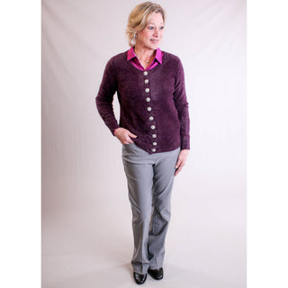 Tribal Sportswear Sweater Cardigan with Fancy Buttons modeled view - Fashion Crossroads Inc