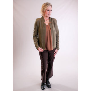 YMI Hyperstretch Cropped Mini Bootcut Pant model view - Fashion Crossroads Inc