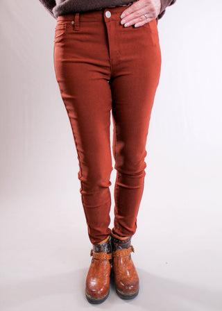 Cello Mid Rise Crop Skinny Jeans Brunette front view - Fashion Crossroads Inc