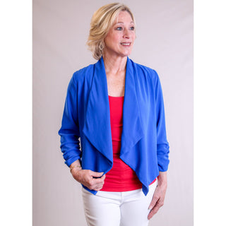 MINE Rouched 3/4 Sleeve Jacket - Fashion Crossroads Inc