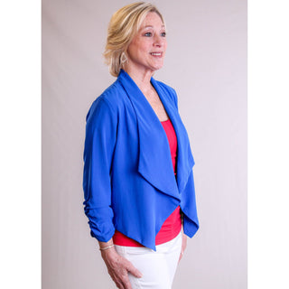 MINE Rouched 3/4 Sleeve Jacket - Fashion Crossroads Inc
