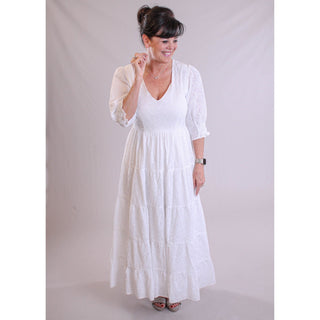Molly Bracken Long V Neck Woven Dress - Fashion Crossroads Inc