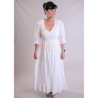 Molly Bracken Long V Neck Woven Dress - Fashion Crossroads Inc