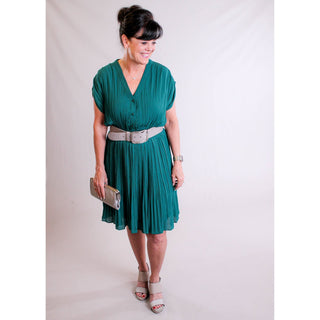 Molly Bracken Pleated Woven Dress - Fashion Crossroads Inc