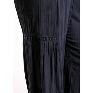 Nostalgia Wide Leg Pant with Lace Insert - Fashion Crossroads Inc