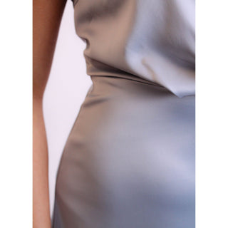 She + Sky Satin Halter Neck Dress - Fashion Crossroads Inc