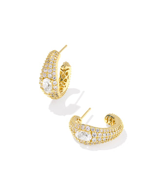 Kendra Scott Bella Hoop Earring in Gold and White CZ - Fashion Crossroads Inc