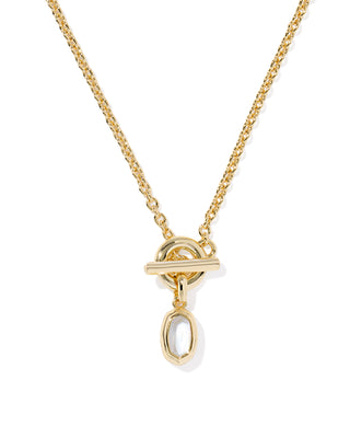 Kendra Scott Mini Elisa Toggle Necklace in Gold and Mother of Pearl - Fashion Crossroads Inc