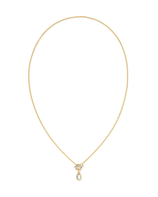 Kendra Scott Mini Elisa Toggle Necklace in Gold and Mother of Pearl - Fashion Crossroads Inc
