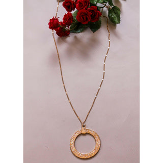 Pomina 18" Druzy Gold Pendant Necklace - front view- Fashion Crossroads Inc