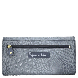 Anuschka Croco Embossed Genuine Leather Wallet - Fashion Crossroads Inc