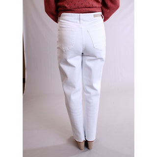 Cello High Rise Straight Leg Jean with Frayed Hem back view - Fashion Crossroads Inc