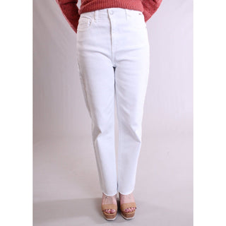 Cello High Rise Straight Leg Jean with Frayed Hem front view - Fashion Crossroads Inc