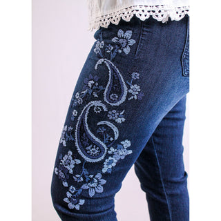Democracy Ankle Skimmer with Embroidery Jean - Fashion Crossroads Inc