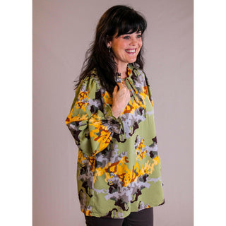 Jodifl Tie Neck Ruffle Long Sleeve Blouse - Fashion Crossroads Inc
