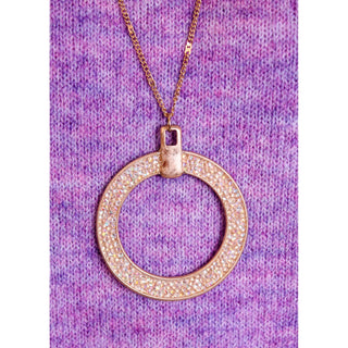 Pomina 18" Druzy Gold Pendant Necklace - Fashion Crossroads Inc