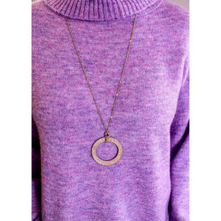 Pomina 18" Druzy Gold Pendant Necklace - Fashion Crossroads Inc