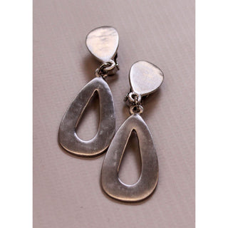 Silver Teardrop Clip On Earrings - Fashion Crossroads Inc