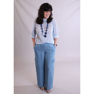 Soya Concept Ladies Woven Pant with Cargo Pockets - Fashion Crossroads Inc