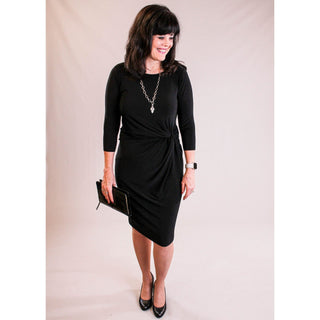 Sympli Side Twist Dress with 3/4 Sleeve - Fashion Crossroads Inc