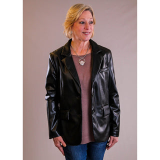 Vegan Leather Jacket in Black - Fashion Crossroads Inc