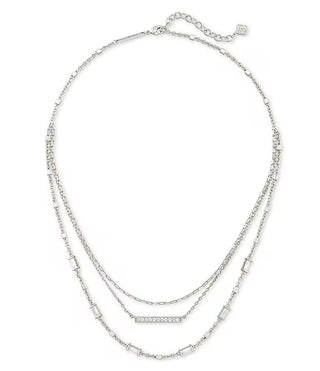 Addison Multi Strand Necklace in Rhodium - Fashion Crossroads Inc