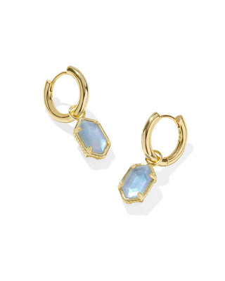 Kendra Scott Hallie Huggie Earrings in Sky Blue Mother of Pearl - Fashion Crossroads Inc