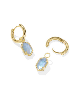 Kendra Scott Hallie Huggie Earrings in Sky Blue Mother of Pearl - Fashion Crossroads Inc