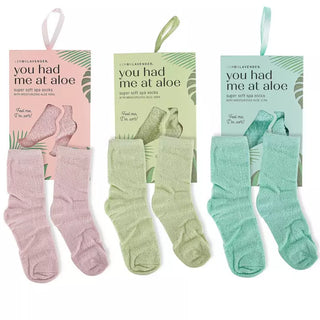 Lemon Lavender You Had Me At Aloe Spa Socks - Fashion Crossroads Inc