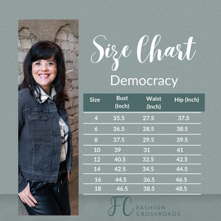 Democracy Bottom Size Chart