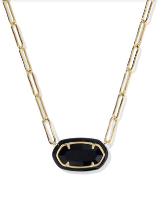 Elisa Necklace Gold and Black Agate - Fashion Crossroads Inc