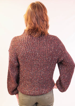 Tribal Sportswear Oversize Sweater with Funnel Neck  Back View - Fashion Crossroads, Inc.