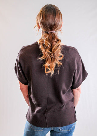 Liverpool Short Sleeve Dolman Sweater with Step Hem
