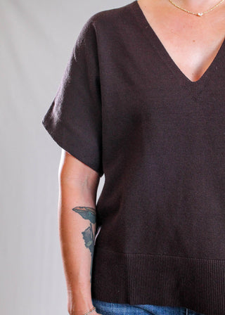 Liverpool Short Sleeve Dolman Sweater with Step Hem