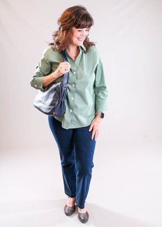 Foxcroft Paityn 3/4 Sleeve Shaped Button Down Blouse