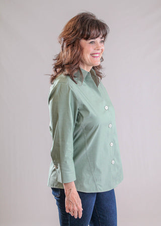 Foxcroft Paityn 3/4 Sleeve Shaped Button Down Blouse