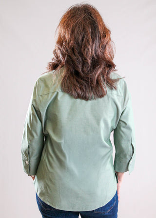 Foxcroft Paityn 3/4 Sleeve Shaped Button Down Blouse