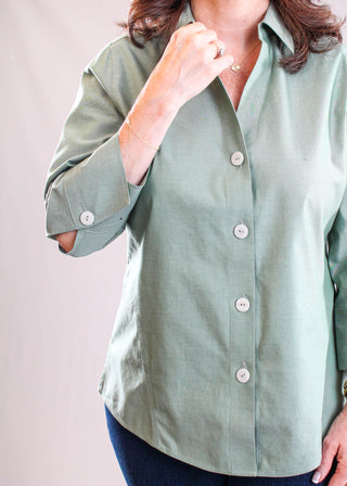 Foxcroft Paityn 3/4 Sleeve Shaped Button Down Blouse