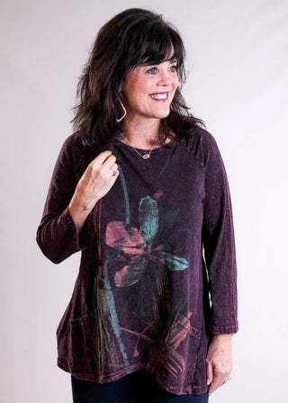 Jess & Jane Cotton Slub Tunic front view - Fashion Crossroads Inc