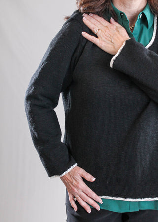 Avalin Long Sleeve Crew Neck Sweater with Contrast Piping
