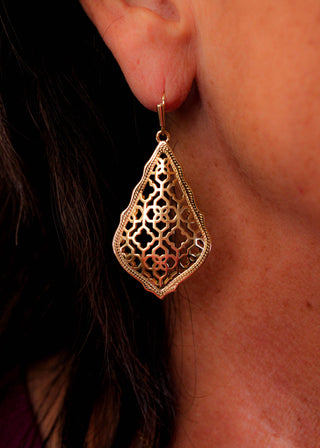 Kendra Scott Addie Gold Filigree Earrings - Fashion Crossroads Inc