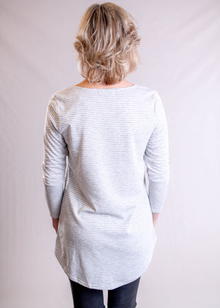 Notations Long Sleeve Tunic with Stripes back view - Fashion Crossroads Inc