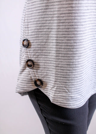 Notations Long Sleeve Tunic with Stripes detail view - Fashion Crossroads Inc