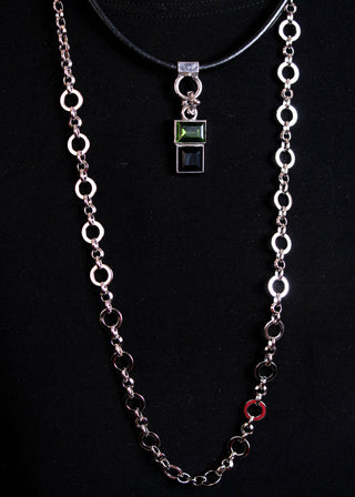 Myka Lea Detachable Pendant With Swarovski Emerald And Jet Crystals layered - Fashion Crossroads